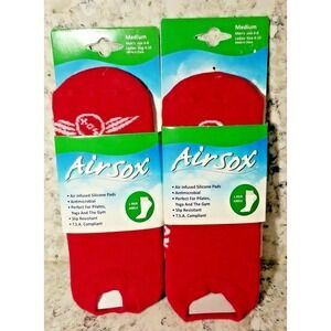 Airsox Unisex Ankle Socks Ladies 4-10 Men 6-8‎ Red Lot of 2 Yoga Pilates NEW